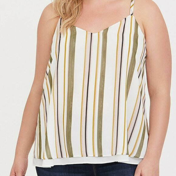 EUC Torrid 2X Sophie Stripe Chiffon Double Layer Swing Cami - Picture 1 of 9